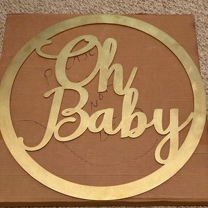 Matallic Gold Oh Baby Announcement Sign